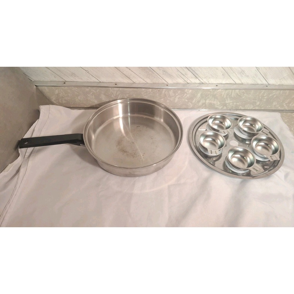 Baycrest Stainless Steel 3 Ply 11" Skillet /Poacher 5 Cups NO LID Made In Canada - Picture 3 of 7